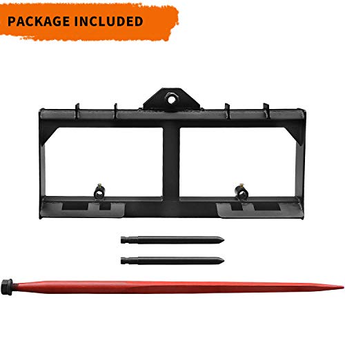 YINTATECH 49" Hay Spear for tractor 2000 lbs Quick Attach Skid Steer - color: Matte Black