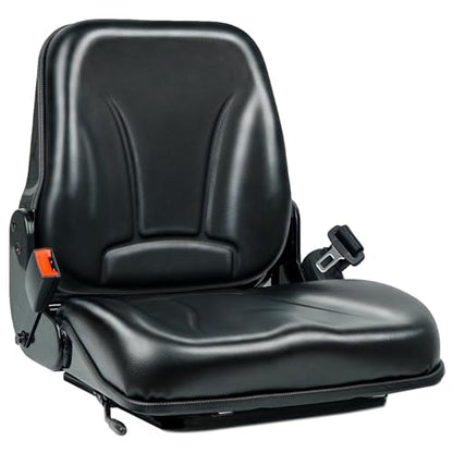 Universal Forklift Seat, Fold Down Tractor Seat with Retractable Safety Belt, and Micro Switch for Tractor, Excavator, Skid Loader, Backhoe, Dozer, Telehandler