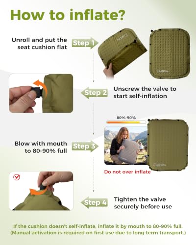 ATEPA Inflatable Seat Cushion - color: XL - 2 Pack Olive