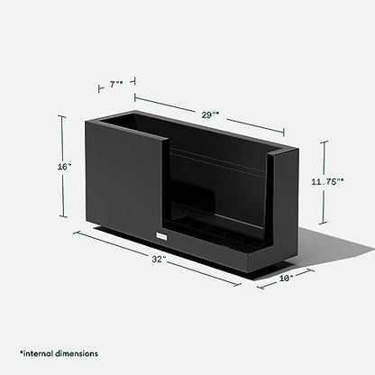Veradek Block Series Long Box Planter - Rectangular Outdoor Planter - color: Black, size: Medium - 2 Pack