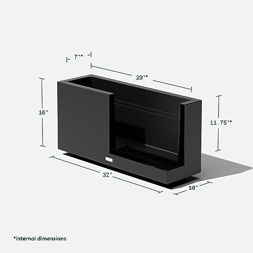 Veradek Block Series Long Box Planter - Rectangular Outdoor Planter - color: Black, size: Medium