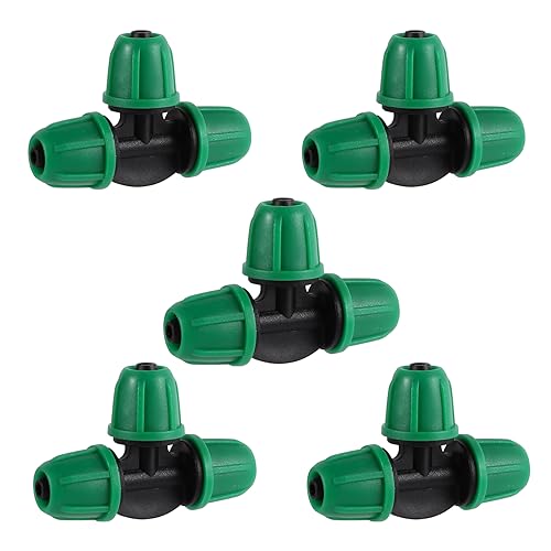 25 Pcs 1/4" Drip Irrigation Tee Fittings, Barbed Tee Connector - color: Green-3Way