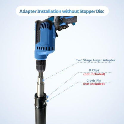 Neeki Two Stage Auger Adapter, Ice Auger Drill Adapter for 1/2" Hand Drills