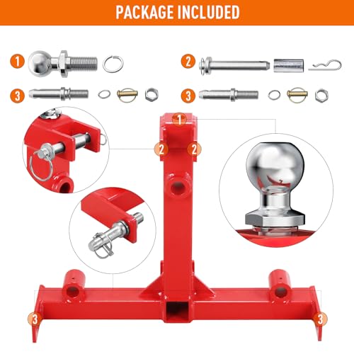 3 Point Hay Spear Tractor Hitch Receiver Gooseneck Ball Drawbar