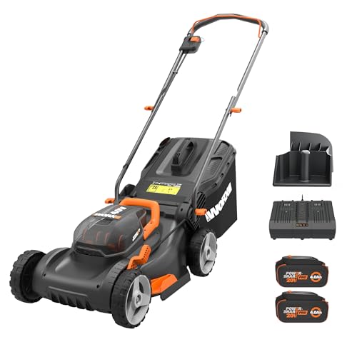 WORX Cordless Lawn Mower, 40V 17" 2-in-1 Grass Mower for 1/8 Acre, WG743 - style: 17" 40V Mower w/(2) 4.0Ah Batteries