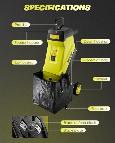 Saker Electric Wood Chipper Shredder 15-Amp Corded