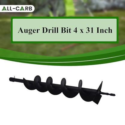 ALL-CARB Auger Drill Bit 4 x 31.5 Inch Garden Spiral Drill Bit - size: 4inch
