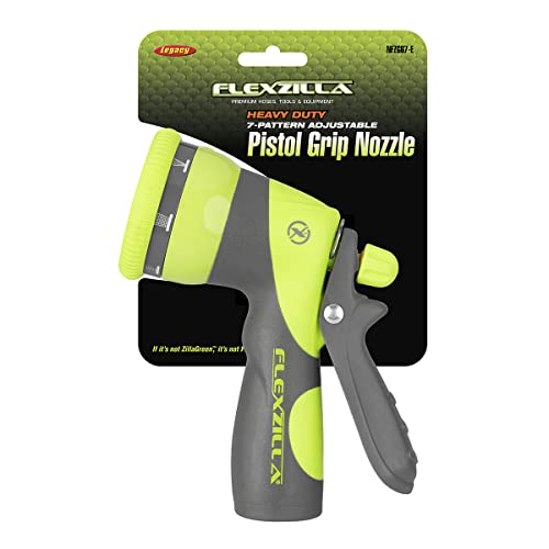 Flexzilla Heavy Duty 7-Pattern Adjustable Pistol Grip Garden Hose Nozzle Sprayer with Multiple Spray Settings & Durable Design - color: Chartreuse, style: 7-Pattern Flow Control