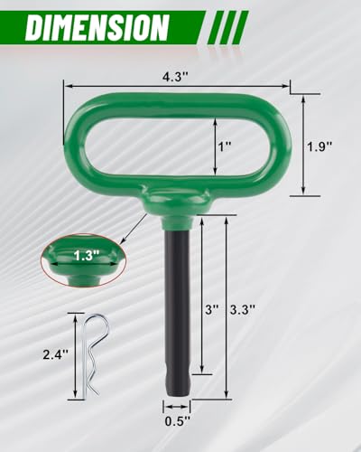 2Pack 1/2 x 3 Trailer Hitch Pin, Trailer Tow Hitch Pin and Clip - color: GREEN, size: 2-Pack