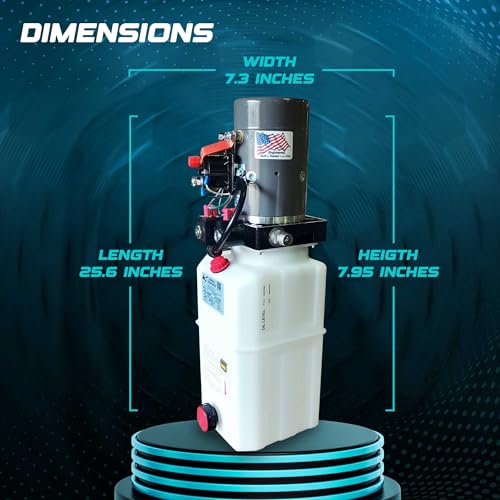 KTI Hydraulics 12V Dump Trailer Hydraulic Pump Power Unit w/ Single Double Acting, 3 Quart