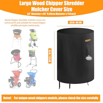 Wood Chipper Cover 33"x45",Heavy Duty 420D Waterproof for Electric Shredder