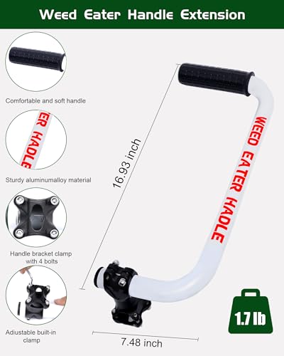 Weed Eater Handle, Ergonomic String Trimmer Grip Extension Back Saver, Weed Wacker Handle with Adjustable Shoulder Strap for Lawn Care, Landscaping, Yard, Grass, Trimming