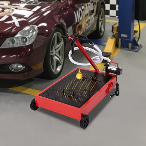 17 Gallon Oil Drain Pan with 120W Electric Pump & 8 Ft Hose Low Profile Oil Drain Tank Oil Drain Cart with Foldable T-Handle, Oil Change Pan for Car, SUV, Truck - size: C-17 Gallon Oil Drain Pan 120W Electric Pump