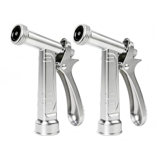 RESTMO 2 Pack 100% Metal Rust-Proof Chrome Garden Hose Nozzle Heavy Duty - size: 2 Pack