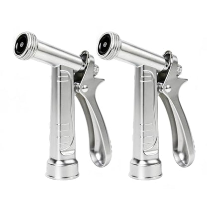 RESTMO 2 Pack 100% Metal Rust-Proof Chrome Garden Hose Nozzle Heavy Duty - size: 2 Pack