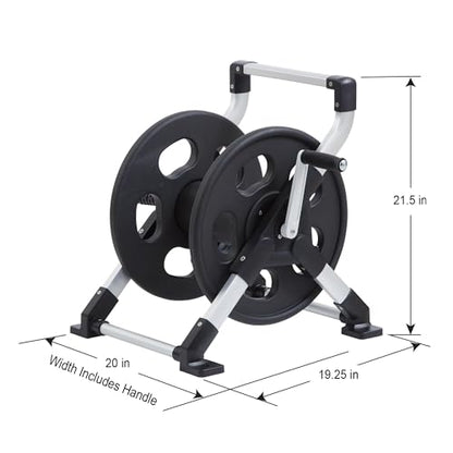 Liberty Garden 306 Explorer Floor or Wall Mount Hose Reel, Aluminum, Holds 150-feet of 5/8-Inch hose, Silver/Black - style: Hose Reel