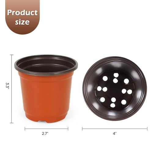 4 Inch 300 Pack Plastic Nursery Pots with Drainage Holes with 300pcs Labels - size: 4inch 300pcs