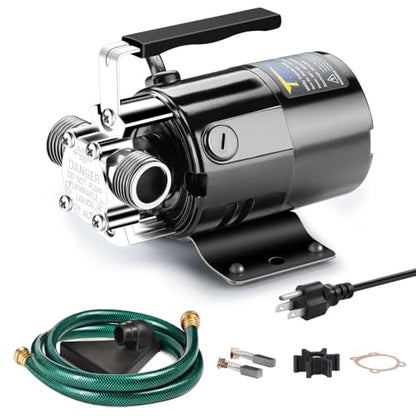 Trupow Water Transfer Pump, 115V 1/10HP 330GPH Electric Utility Water Pump with 6ft Water Hose Kit, Portable Small Water Pump For Pool Draining, Removing Water From Rain Barrel, Aquariums, etc. - style: 115V AC