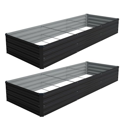 Vengarus 2PCS 10x3x1ft Galvanized Raised Garden Beds Kit,Planter Box Black - color: Black, size: 10x3x1FT(2PCS)