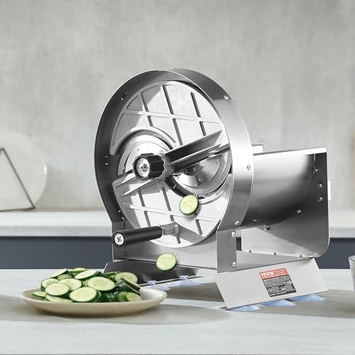 VEVOR Manual Vegetable Fruit Slicer, 0-0.5"/0-12mm Thickness Adjustable Commercial Slicer Machine, Stainless Steel Food Cutter Slicing Machine with 2 Spare Blades, for Potato, Cucumber, Lemon, Tomato - size: Manual-Vegetable-Stainless Steel
