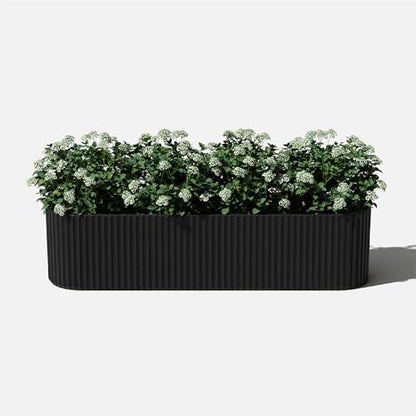 Veradek Demi Series Window Box Planter - Round Outdoor Planter - color: Black, size: 36 inch