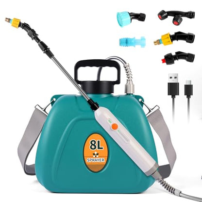 2 Gallon Battery Sprayer with 2 Speeds & Telescopic Wand