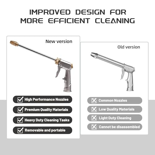 High Pressure Hose Nozzle with Soap Dispenser, Metal Foam Sprayer - color: Silver