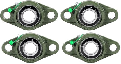UCFL205-16 Pillow Block Bearing, Flange-Mount Ball Bearing Unit, 1 in Bore, 2-Bolt Flange, Self Aligning Cast Iron Housing, Set Screw Locking Style Flange Pillow Block Bearing (Pack of 2) - size: 5.118 in (Pack of 2)