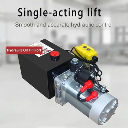 20 Quart Single Acting Hydraulic Pump Hydraulic Power Units 12V DC Hydraulic Pump SAE #6 Connector for Dump Trailer Car Lifting