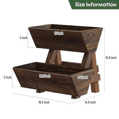 2-Tier Vertical Wooden Raised Garden Bed, Garden Planter Box,Carbonized - color: Carbonized, size: 2-Tier Small
