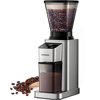 SHARDOR Conical Burr Coffee Bean Grinder, Anti-Static, 48 Settings, Silver - color: Silver