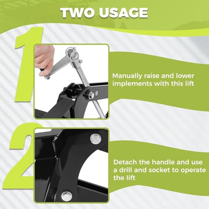 KUAFU ATV/UTV Manual Implement Lift, 1-Point and 2-Inch Receiver, 50 in,