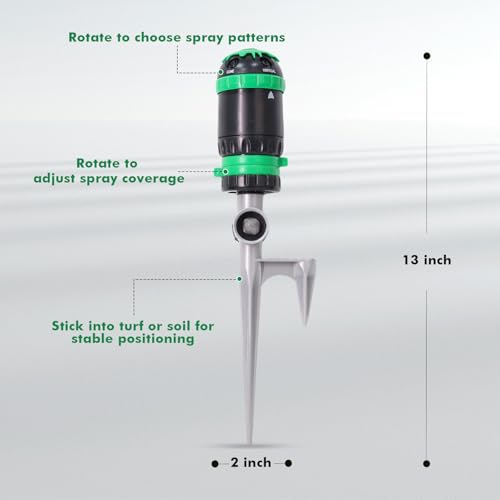 RESTMO Gear Drive Sprinkler with Step Spike Base, Green - color: Green, size: 1 Pack
