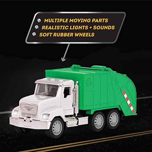 Driven by Battat – 7-Inch Work Vehicle Toy with Lights & Sounds, Movable Parts, Educational Truck for Boys & Girls, Durable Design, Realistic Details, 3+ Years Toy for Kids - style: Recycling Truck
