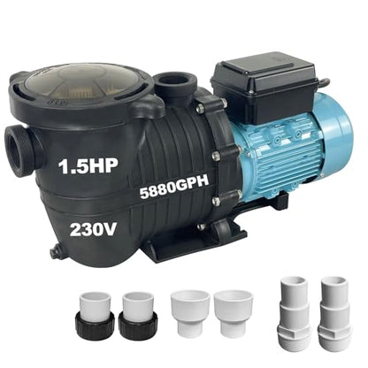 Variable 3-Speed Pool Pump 230V 1.5HP 5880GPH Programmable Pump - color: Blue