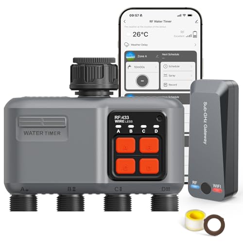 WiFi Sprinkler Timer 4 Zone, WiFi Smart Water Timer for Garden Hose - style: 4 Zone