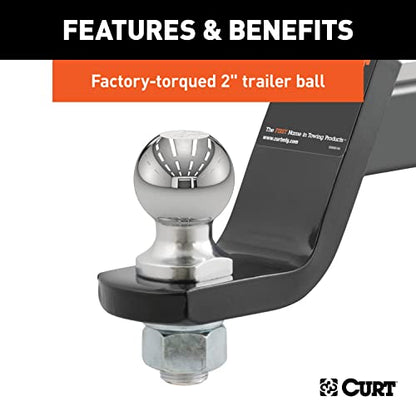 CURT 45056 Loaded Ball Mount, 2" Shank, 2" Ball, 4" Drop, 7,500 lb