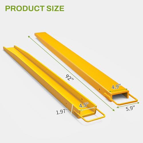 AUTOSAVER88 92" Forklift Extensions for 4.5" Width Forklift Trucks, 1 Pair