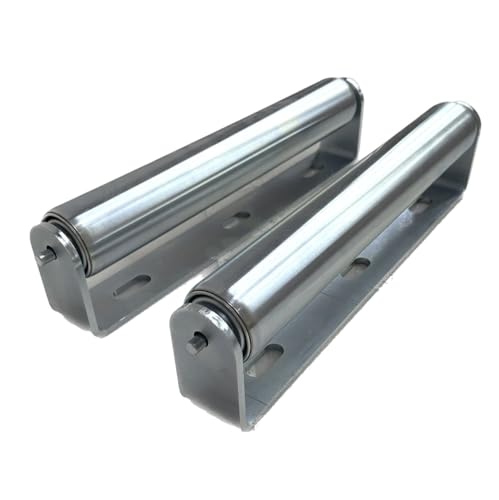 Pack of 2 10"BF Long Roller and Bracket l 1.5"Ø Galvanized Steel Conveyor Roller I Set of Roller and Bracket Versatile as Support Rollers for Woodworking, Roller Stand or Bike Rollers Conveyor Rollers