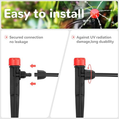 50pcs Drip Irrigation Emitters for 1/4" Tubing, 360 Degree Adjustable Flow - size: 50pcs Drip Emitters with Lock Barbed