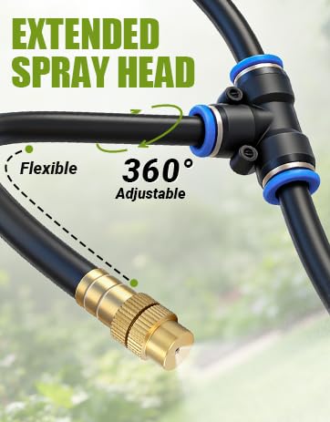 80FT 5/16" Misting Irrigation System for Garden with 30 Adjustable Nozzles - size: 80 FT+30 Nozzles