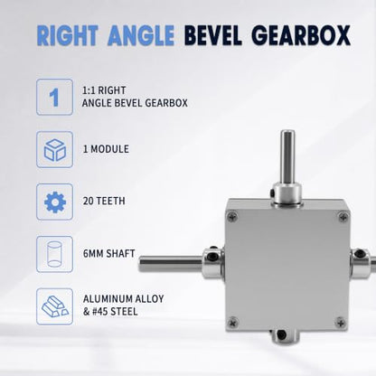 90 Degree Right Angle Bevel Gearbox 1:1 Forward Double Output Shaft 6mm - size: 6mm 2 Forward Output