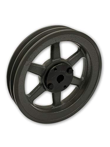 Double Groove 12.75" Cast Iron Electric Motor" H" Pulley/Sheave, Bushing Included, for 5/8" Top Width B/5L/BK/5LK Section V Belt, 2 Groove Pulley (5/8" Shaft / 0.625 Bore, 2BK130H) - size: 5/8" Shaft / 0.625 Bore