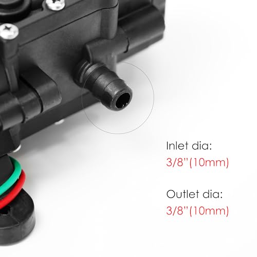 12V DC Diaphragm Water Pump, Self-Priming 80 PSI 1.2 GPM