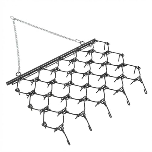 5x4.5 ft Heavy Duty Drag Chain Harrow Mat, 3/8" Steel Tines, Field, Pasture & Arena Leveling Drag Harrow for Tractor, Lawn Mower, ATV, Ideal for Farm, Lawns, Gardens, Black - size: 5' x 4.5', 3/8" Dia