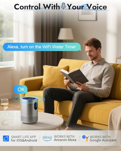 WiFi Water Timer Brass Inlet, 1-Zone Smart Hose Faucet Timer App & Voice Control via 2.4GHz WiFi, Sprinkler Timers w/Auto/Manual/Rain Delay Modes for Garden/Lawn, Works with Alexa & Google Assistant - size: 1 Zone-Metal-WiFi