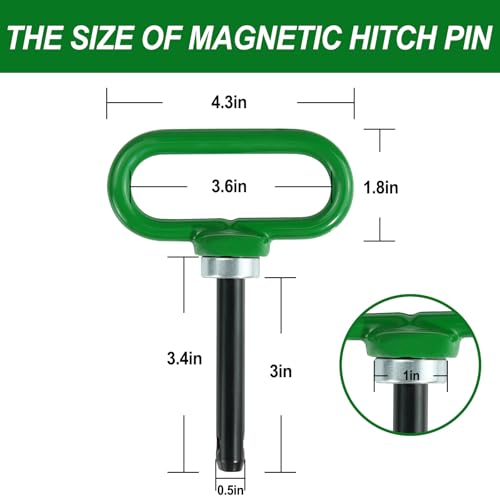 Heavy Duty Zero Turn Mower Hitch Kit with Bolts 1/8"(3mm) and Strong Magnetic Hitch Pin 1/2'' Hole Trailer Hitch Mount Green (Pack of 1) - color: Green-Green