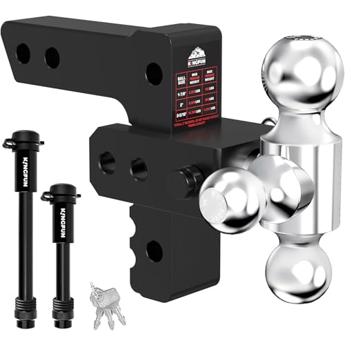 Kingfun Adjustable Trailer Hitch- Drop Hitch 2 inch Receiver 6" Drop Rise - color: Black, size: 2"Receiver- 6"Rise/Drop Hitch
