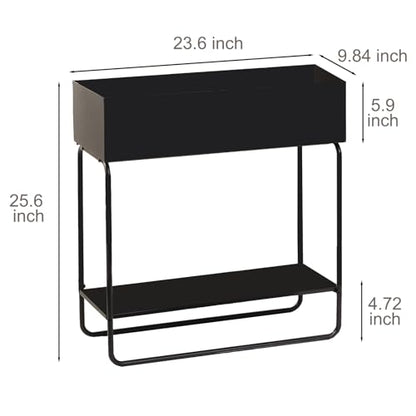 Mofesun Metal Raised Garden Bed, 23.6W x 9.8D x 25.6H inches, with Storage Shelf, Powder Coated Planter Box, Floor Standing, Indoor and Outdoor