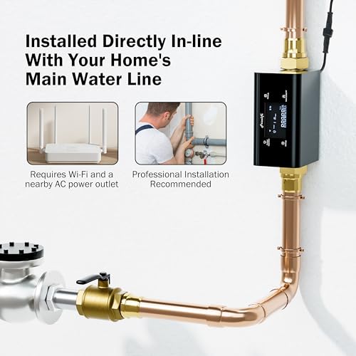 Frizzlife LP365 Smart Water Monitor and Automatic Shutoff - 0.01GPM Ultrasonic Micro Leak Detection, APP Wi-Fi Remote Control, Real-Time Flow/Temp Monitoring, NSF/ANSI 61 & 372 Certified, 1.25" and 1" - size: 1”＆1.25”